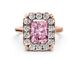 Rose gold Fancy Pink Radiant  Diamond Cluster Halo Solitaire with Four-Prong Setting_77