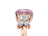 Rose gold Fancy Pink Radiant  Diamond Floral Cluster Ring with Solitaire Band and Prong Setting_57
