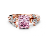 Rose gold Fancy Pink Radiant  Diamond Floral Vine Solitaire Engagement Ring_3