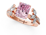 Rose gold Fancy Pink Radiant  Diamond Floral Vine Solitaire Engagement Ring_4
