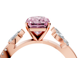 Rose gold Fancy Pink Radiant  Diamond Floral Vine Solitaire Engagement Ring_7
