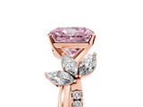 Rose gold Fancy Pink Radiant  Diamond Floral Vine Solitaire Engagement Ring_8