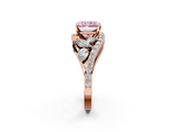 Rose gold Fancy Pink Radiant  Diamond Halo Ring with Marquise and Pavé Band in Prong Setting_39
