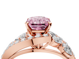 Rose gold Fancy Pink Radiant  Diamond Halo Ring with Marquise and Pavé Band in Prong Setting_41