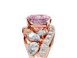 Rose gold Fancy Pink Radiant  Diamond Halo Ring with Marquise and Pavé Band in Prong Setting_42