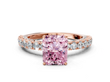 Rose gold Fancy Pink Radiant  Diamond Pavé Band Solitaire Ring with Four-Prong Setting_28