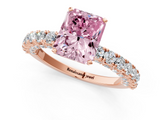 Rose gold Fancy Pink Radiant  Diamond Pavé Band Solitaire Ring with Four-Prong Setting_29
