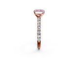 Rose gold Fancy Pink Radiant  Diamond Pavé Band Solitaire Ring with Four-Prong Setting_30