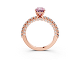 Rose gold Fancy Pink Radiant  Diamond Pavé Band Solitaire Ring with Four-Prong Setting_31