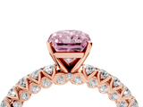 Rose gold Fancy Pink Radiant  Diamond Pavé Band Solitaire Ring with Four-Prong Setting_32
