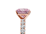 Rose gold Fancy Pink Radiant  Diamond Pavé Band Solitaire Ring with Four-Prong Setting_33