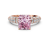 Rose gold Fancy Pink Radiant  Diamond Pavé Band Solitaire Ring with Four-Prong Setting_48