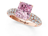 Rose gold Fancy Pink Radiant  Diamond Pavé Band Solitaire Ring with Four-Prong Setting_49