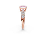 Rose gold Fancy Pink Radiant  Diamond Pavé Band Solitaire Ring with Four-Prong Setting_50
