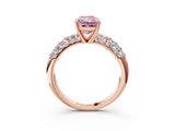 Rose gold Fancy Pink Radiant  Diamond Pavé Band Solitaire Ring with Four-Prong Setting_51