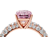 Rose gold Fancy Pink Radiant  Diamond Pavé Band Solitaire Ring with Four-Prong Setting_52