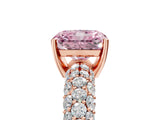 Rose gold Fancy Pink Radiant  Diamond Pavé Band Solitaire Ring with Four-Prong Setting_53