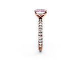 Rose gold Fancy Pink Radiant  Diamond Pavé Band Solitaire with Four-Prong Setting_203