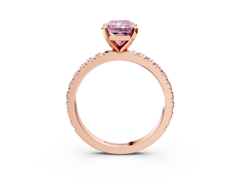 Rose gold Fancy Pink Radiant  Diamond Pavé Band Solitaire with Four-Prong Setting_204