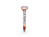 Rose gold Fancy Pink Radiant  Diamond Pavé Band Solitaire with Four-Prong Setting_5