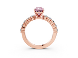 Rose gold Fancy Pink Radiant  Diamond Pavé Band Solitaire with Four-Prong Setting_6