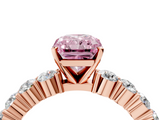 Rose gold Fancy Pink Radiant  Diamond Pavé Band Solitaire with Four-Prong Setting_7
