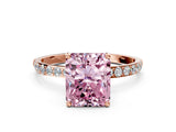 Rose gold Fancy Pink Radiant  Diamond Pavé Band with Six-Prong Setting_27