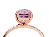 Rose gold Fancy Pink Radiant  Diamond Pavé Band with Six-Prong Setting_31