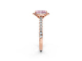Rose gold Fancy Pink Radiant  Diamond Pave Band with Floral Prong Setting_29