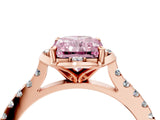 Rose gold Fancy Pink Radiant  Diamond Pave Band with Floral Prong Setting_31