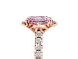 Rose gold Fancy Pink Radiant  Diamond Pave Band with Floral Prong Setting_32