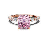 Rose gold Fancy Pink Radiant  Diamond Prong Set Engagement Ring with Pave Band_200