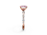 Rose gold Fancy Pink Radiant  Diamond Prong Set Engagement Ring with Pave Band_202