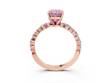 Rose gold Fancy Pink Radiant  Diamond Prong Set Engagement Ring with Pave Band_203
