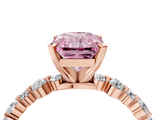Rose gold Fancy Pink Radiant  Diamond Prong Set Engagement Ring with Pave Band_204