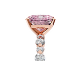 Rose gold Fancy Pink Radiant  Diamond Prong Set Engagement Ring with Pave Band_205