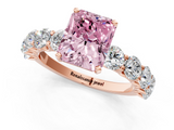 Rose gold Fancy Pink Radiant  Diamond Prong Setting with Side Stones on a Pave Band_135