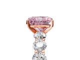 Rose gold Fancy Pink Radiant  Diamond Prong Setting with Side Stones on a Pave Band_137