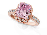 Rose gold Fancy Pink Radiant  Diamond Solitaire Ring with Shared Prong Pavé Band_55