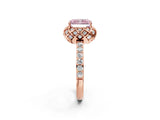 Rose gold Fancy Pink Radiant  Diamond Solitaire Ring with Shared Prong Pavé Band_56