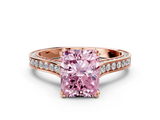 Rose gold Fancy Pink Radiant  Diamond Solitaire with Pave Band and Six-Prong Setting_20