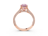 Rose gold Fancy Pink Radiant  Diamond Solitaire with Pave Band and Six-Prong Setting_23