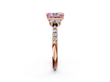 Rose gold Fancy Pink Radiant  Diamond Three-Stone Pave Band with Four-Prong Setting_22