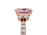 Rose gold Fancy Pink Radiant  Diamond Three-Stone Pave Band with Four-Prong Setting_25