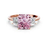 Rose gold Fancy Pink Radiant  Diamond Three-Stone Ring with Trapezoid Side Stones and Prong Setting_17