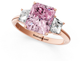 Rose gold Fancy Pink Radiant  Diamond Three-Stone Ring with Trapezoid Side Stones and Prong Setting_18