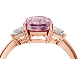 Rose gold Fancy Pink Radiant  Diamond Three-Stone Ring with Trapezoid Side Stones and Prong Setting_21