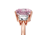 Rose gold Fancy Pink Radiant  Diamond Three-Stone Ring with Trapezoid Side Stones and Prong Setting_22
