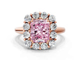 Rose gold Fancy Pink Radiant  Halo Cluster Diamond Engagement Ring with Prong Setting and Polished Band_21