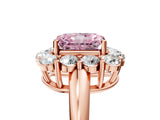Rose gold Fancy Pink Radiant  Halo Cluster Diamond Engagement Ring with Prong Setting and Polished Band_26